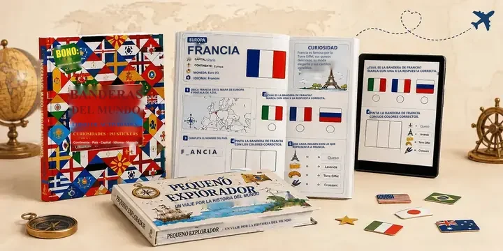 Colección Misión Vuelta al Mundo: libros, actividades impresas, juegos y versión digital en la tableta