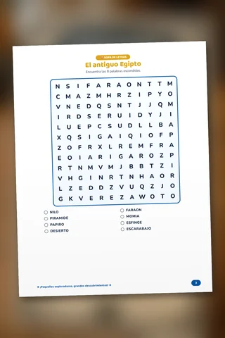Sopa de letras sobre el antiguo Egipto